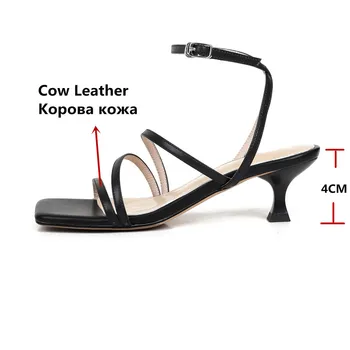 VERCONAS 2020 Moda Femeie Sandale pentru Femeie Pompe Design Clasic de Vara din Piele Casual Square Toe Pantofi cu Toc Subțire Femeie