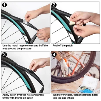 Bicicleta Kit de Reparare Anvelope, Include 6 Piese Biciclete Anvelope de viteze, 32 de Piese Glueless Patch-uri și 4 Bucăți de Metal Rasp