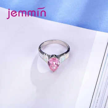 Frumos, Romantic Alb Opal Inel Pentru Femei Aniversare de Nunta de Culoare Roz Cristal Ring Bijuterii