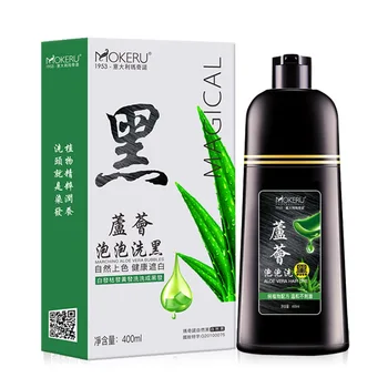 Mokeru 1 buc 400ml Organice Naturale de Aloe Vera Negru Sampon de Par Acoperi Părul Alb Rapid Vopsea de Păr Șampon