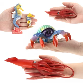 De Viață mare Rechin Animal Figura Jucării de Animale Ocean Pustnic crab hipocampus calmar Copii Solid din Plastic de Ciment Jucarii Cadou