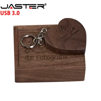 JASTER 2018 fierbinte de vânzare din lemn de Dragoste în formă de inimă USB+CUTIE USB 3.0, 4GB 8GB 16GB 32GB 64GB USB flash drive (gratuit logo-ul personalizat)