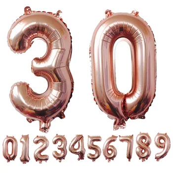 32/40inch de Aur a Crescut Numărul Baloane Folie Mari Cifre din Baloane cu Heliu Nunta, Aniversare, Petrecere de Aniversare Decor Consumabile