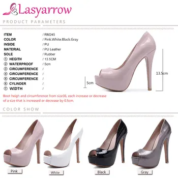 Lasyarrow Pantofi de Nunta Sexy Peep Toe cu Toc Stiletto Pantofi Femei Pompe de Platforma Pantofi Femei Alb-Roz Dimensiuni Mari 33-48 RM245