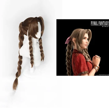 Final Fantasy VII Aerith Gainsborough Peruca Cosplay Maro Lung Cret Cosplay Peruci Par Sintetic Rezistent la Căldură Peruca Pentru femei