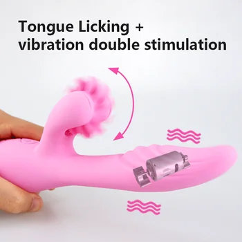 Limba Lins siliconVibration Dubla Stimulare 7 Frecvențe Încălzire Masturbari Clitoris limba jucarii Sexuale Adult Vibrator
