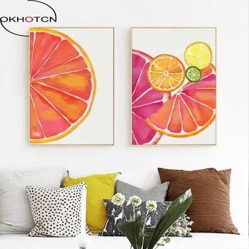 OKHOTCN Orange Nu Încadrată Nordic Panza Pictura Poster Acuarelă Printuri de Imagine Orange Panza Pictura Pentru Copii, Decor Camera