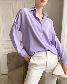 Mozuleva OL Elegant Multicolor de Bază Tricou Femei Bluze de Vara Vrac Rever Birou Solid Lady Maneca Lunga Topuri Șifon Blusas