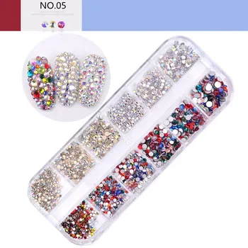 1440pcs 3D Manichiura Stras Diamant Strasuri Unghii Nails Art Decoratiuni de Cristal cu Spatele Plat Gem Sclipici Nail Art Decor Set