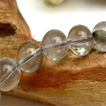 8mm Genuine Gri Ac Naturale Rutilated Cuarț Crystal Gems Piatră de Moda Farmec Bijuterii Femei Rotund Șirag de mărgele Brățară