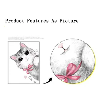 Autocolante De Perete Pictate Manual Pisica Drăguț Arta Print Postere Eco-Friendly De Vinil Decor Acasă Dulap Tapet Rezistent La Apa Pentru Dormitor