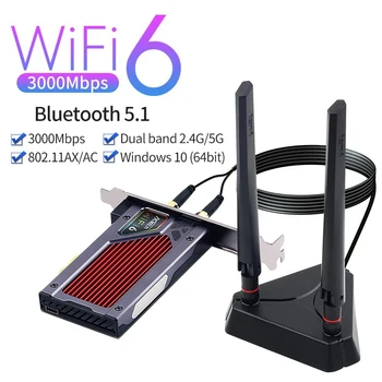 Fenvi 3000Mbps WiFi 6 PCI-E Bluetooth 5.1 Dual Band Gaming Wireless PCIe Card Adaptor RGB 2.4 G/5G 802.11 AX WI-Fi gratuit Wlan
