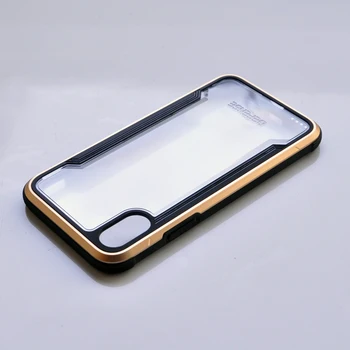 X-doria de Apărare Shiled Caz pentru Apple iPhone X Grad Militar Picătură Testat, TPU & Aluminiu Premium Capacul de Protecție de culoare de Aur