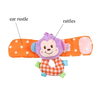 Baby rattle 2 buc pentru Sugari Copii Șosete Rattle Animale de Desene animate Drăguț 0~24 de Luni Nou-născut Ceas