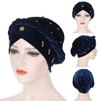 Turban Pălărie de culoare solidă Baotou Pălărie coreean Turban de catifea Clasic Capul Purtând Turban Colorat Pălărie femeile Confort pălării 25*16cm