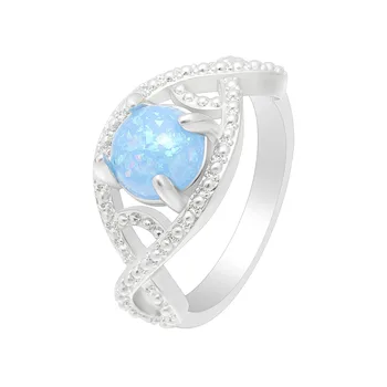 Elegant Albastru Opal Oval Ring Bijuterii De Argint De Culoare Romantic Cruce De Piatră În Stil Inel Pentru Femei Accesorii Bijoux Femme