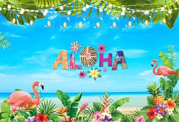 HUAYI Vara Aloha Luau Parte Fundal pentru fata Ziua de nastere Partid Decor Tropical frunze Hawaiian beach Fundal Fotografie W-2117