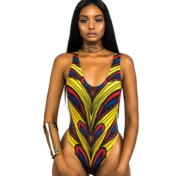 2019 Femei Sexy African Print-O Singură Bucată De Costume De Baie Monokini Cut Mare De Costume De Baie Backless Costum De Baie Tanga Brazilian Beachwear Bikini