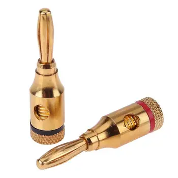 2 buc placat cu Aur Fișe Banană Muzicale Difuzor Audio Conectori de Sârmă de Cablu Gratuit Terminale Lipire Pentru Difuzor Amplificator