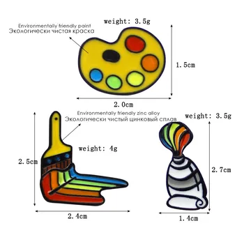 Noua Creatie Geometrie Artist Vopsea Perie de Imprimare Color Brosa din Aliaj de Baie Email Tricou Ace de Moda pentru Femei Cadouri pentru Copii Bijuterii