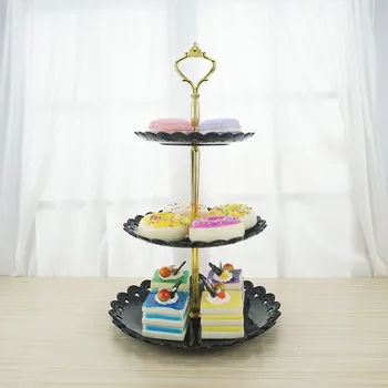 3-tier Plastic Suport Tort Desert Suport Cupcake Sta Petrecere de Ceai Platou de Servire Prajitura Sta