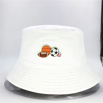 LDSLYJR mingea broderie de bumbac Pălărie Găleată Pălărie Pescar călătorie în aer liber pălărie de Soare Capac Pălării pentru bărbați și Femei 144