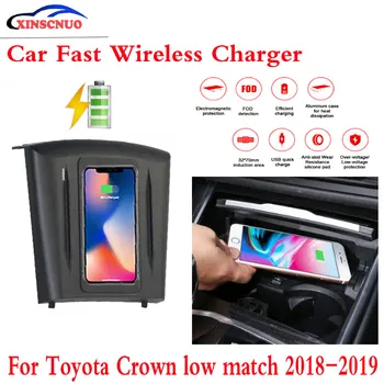 10W QI Masina Încărcător wireless Mobile Pentru Toyota Crown scăzut meci perioada 2018-2019 Încărcare Rapidă Caz Placă Consolă Centrală Cutie de Depozitare