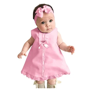 Fete Rochie Baby Girl Haine Rochie Copil Nou-născut Fată fără Mâneci Maxi Casual Arc Rochie+Headband Set tinuta Vestido платье