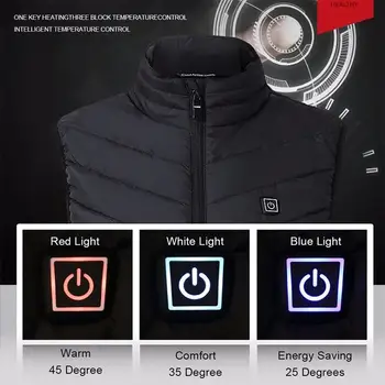 Nou 8 Încălzit Vesta Bărbați Femei Usb Încălzit Jacheta Încălzire Vestă Termică Îmbrăcăminte de Vânătoare Vesta de Iarna Încălzire Sacou Negru S-4XL