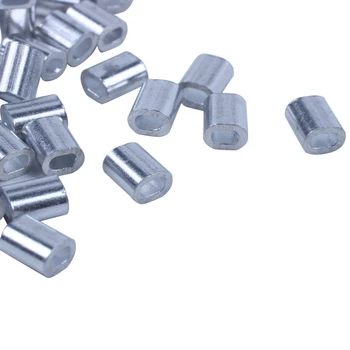 100 Buc 1mm Frânghie de Sârmă de Oțel din Aluminiu, Manșoane Mâneci Argint Ton