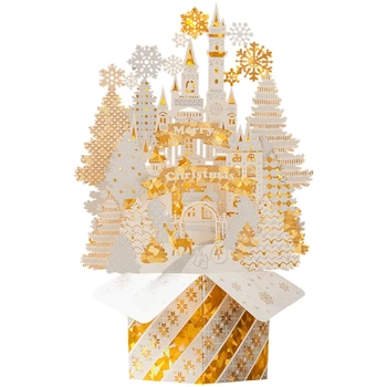 Felicitare de craciun Festivalul de Card de Anul Nou Vacanta de Iarna Felicitari cu Plicuri castelul de Aur