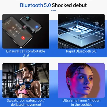 DaoLxi Atinge Căști Bluetooth Power Bank IPX5 rezistent la apa de Înaltă definiție Calitate a Sunetului de Reducere a Zgomotului Căști fără Fir