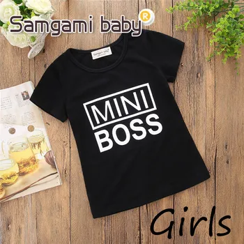 SAMGAMI Copii Vara Toddler Girls T-shirt Mami și cu Mine Haine de Bumbac Negru cu Maneci Scurte Topuri Familie de Potrivire Haine