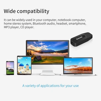 Kebdiu Mini USB Putere Stereo Bluetooth Music Receiver Dongle-ul de 3.5 mm 5V Jack Audio Difuzor pentru Telefonul Mobil Alb-Negru