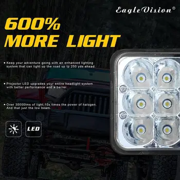 Faruri LED din Aluminiu turnat Carcasa 150w Pătrat 5inches (4x6)Faruri LED pentru Camion Suv Lumini de Lucru