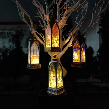 Anul Nou, Crăciun, Moș Crăciun, Om De Zăpadă Castelul Lampa Cu Lumina Agățat Decoratiuni De Partid Acasă Lumânări Lumina Pentru Decor De Crăciun