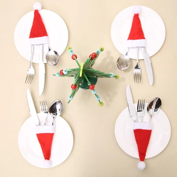 2020 Crăciun Decor tacamuri Geanta Mini Capace de Crăciun cuțit, furculiță, Lingură Titularul de Anul Nou Decor Acasă Mică pălărie de Crăciun