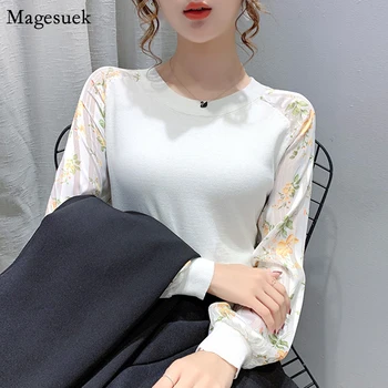Toamna Felinar Topuri Cu Maneci Lungi Femei 2021 Nou Coreean Liber Îmbinat Pulover Alb Bluza Femei Office Camasa Casual Pentru Femei 11559