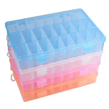 Reglabil 24 Compartiment de Depozitare Cutie de Depozitare din Plastic Caz Durabil Cutii pentru Șirag de mărgele, Inele Bijuterii Display Organizator
