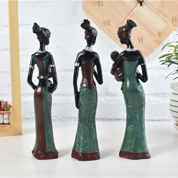 Sculptura africană Exotice Papusa Trei piese Rasina de Artizanat Ornamente Etnice Frumusete Figurine Creative Decor Retro