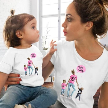 Vogue Printesa Mama și fiica de imprimare de Potrivire Tricou T-Shirt de Familie Costum de Haine de Vara femei băiat fată Tricou Uite de Familie