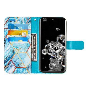 Piele Flip Caz de Telefon Pentru Samsung S20 FE Plus S20 S20 Lite Nota 20, Ultra Marmură Relief slot pentru Card de Portofel Book Cover
