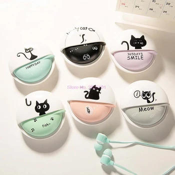 50pcs în ureche căști kitty pisica drăguț de colorat pentru mp3 mp4 music player cu microfon cutie de depozitare pentru copil fata cadou