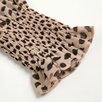 Vara femei tricou casual leopard print V-neck mâneci lungi arc decorativ tricou