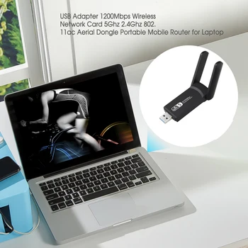 Dropshipping Wireless USB Adapter 1200Mbps Dual Band USB Adaptoare Adaptor USB Wifi Dongle Cu Antena Pentru Laptop Desktop