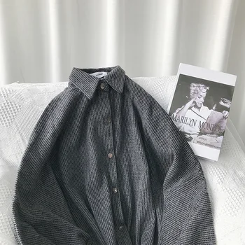 2019 Toamna Și Iarna, Nou, de culoare Neagră, Grosime Tricou de Moda Casual Culoare Solidă Vrac Bottom Tricou Gri Inchis / Gri M-2XL
