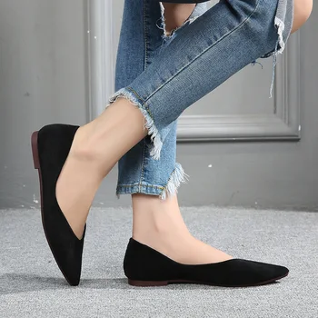 De mari dimensiuni 2019 nou pantofi pentru femei sălbatice superficial gura subliniat pantofi plat pentru femei pantofi moi jos scoop pantofi rosii mici cod