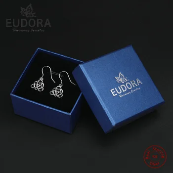 EUDORA Real Argint 925 Cercei Celtics Nod Design de Inima Picătură Cercei Moda Lamelă pentru Femei Bijuterii Cadou CYE18