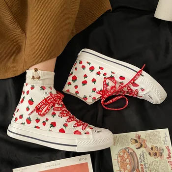 2021 Noua Moda de Afine Fructe de Imprimare Panza Pantofi pentru Femei de Căpșuni Fructe de Mare Ajutor Elevilor Casual, Pantofi în aer liber