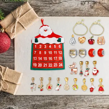 Crăciun Calendare Advent Calendar Numărătoarea Inversă Cu Moda Brățară 24 De Zile Diy Farmece Set Pentru Copii (Multicolor)